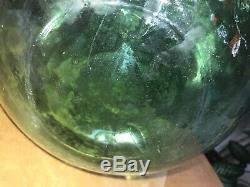 Vintage Antique Green Demijohn 5 gallon Handblown Glass 18x12 Large Rare Wine