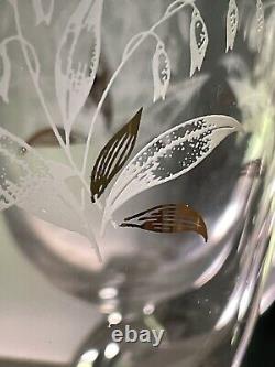 Vintage Antique Lily of the Valley Set 8 Wine Glasses 24K gold rim MINT Eight