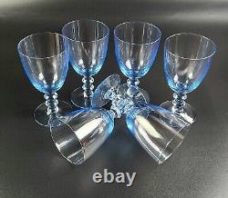 Vintage Aqua Blue Wine Glasses Set of 6