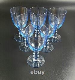 Vintage Aqua Blue Wine Glasses Set of 6