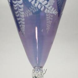 Vintage Art Deco Etched Neodymium (Alexandrite) Crystal Purple Goblet Glasses