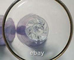 Vintage Art Deco Etched Neodymium (Alexandrite) Crystal Purple Goblet Glasses