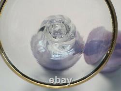 Vintage Art Deco Etched Neodymium (Alexandrite) Crystal Purple Goblet Glasses