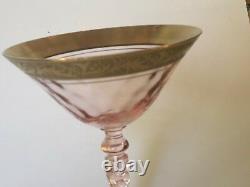 Vintage Art Deco Floral Gold Rim Stem Set 19 PC Gilt Antique Coupe Glasses Wine
