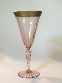 Vintage Art Deco Floral Gold Rim Stem Set 19 PC Gilt Antique Coupe Glasses Wine