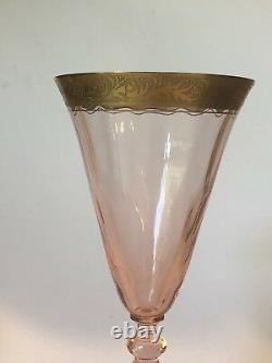 Vintage Art Deco Floral Gold Rim Stem Set 19 PC Gilt Antique Coupe Glasses Wine