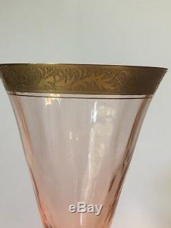 Vintage Art Deco Floral Gold Rim Stem Set 19 PC Gilt Antique Coupe Glasses Wine