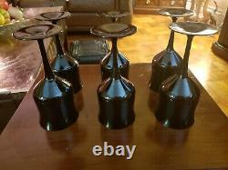Vintage Art Deco West Germany Amethyst Set Of 6 Crystal Wine Glasses7.25 Tall