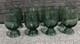 Vintage Art Glass Handblown Green Pedestal Wine/Beer Glass 5 Set Of 8
