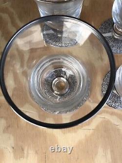 Vintage Arte Italica VETRO SILVER Water/Wine Goblet SET 8 EXCELLENT CONDITION