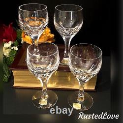 Vintage Atlantis Evoria Wine Glasses Panel cuts Blown in USA Set of 4