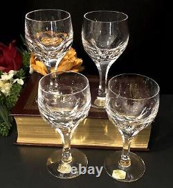 Vintage Atlantis Evoria Wine Glasses Panel cuts Blown in USA Set of 4