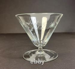 Vintage Atomic Starburst 4 Oz. Crystal Martini with Low Stem Fine Wine Glass 1940s