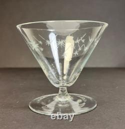 Vintage Atomic Starburst 4 Oz. Crystal Martini with Low Stem Fine Wine Glass 1940s