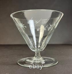 Vintage Atomic Starburst 4 Oz. Crystal Martini with Low Stem Fine Wine Glass 1940s