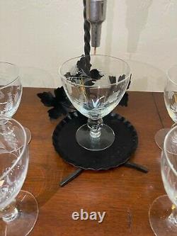 Vintage Austrian Wine Decanter with 5 glasses, used condition