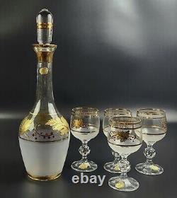 Vintage BOC47 by BOHEMIA CRYSTA Wine Glasses & Decanter SetL-CRYSTALEX