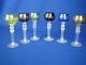 Vintage BOHEMIAN Set of 6 Multicolor Cut-to-Clear Crystal 6 Cordial Glasses