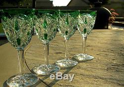 Vintage Baccarat Crystal Emerald Green Lagny Port Wine Glasses RARE