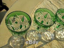 Vintage Baccarat Crystal Emerald Green Lagny Port Wine Glasses RARE