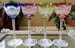 Vintage Baccarat Val St Lambert Set of (4) Cut to Clear Crystal Wine Goblets