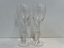Vintage Bayel Crystal Pair of Glasses with Bacchus Stems