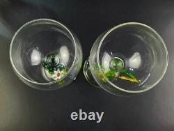 Vintage Beautiful Wine Glasses Frog Shaped Stems Set of 2 8.5