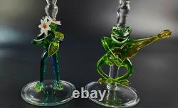 Vintage Beautiful Wine Glasses Frog Shaped Stems Set of 2 8.5