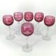 Vintage Beyer BEZ1 Wine Glasses Cranberry Crystal Cut to Clear Germany Set of 6
