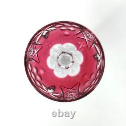 Vintage Beyer BEZ1 Wine Glasses Cranberry Crystal Cut to Clear Germany Set of 6