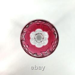 Vintage Beyer BEZ1 Wine Glasses Cranberry Crystal Cut to Clear Germany Set of 6