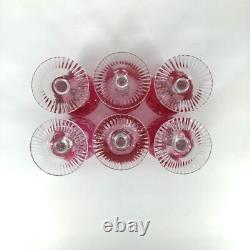 Vintage Beyer BEZ1 Wine Glasses Cranberry Crystal Cut to Clear Germany Set of 6