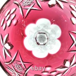 Vintage Beyer BEZ1 Wine Glasses Cranberry Crystal Cut to Clear Germany Set of 6