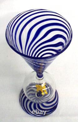 Vintage Bimini Blue Swirl Yellow Horse Wine Cordial Glass Art Deco Austria 1930