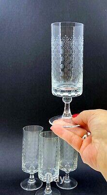 Vintage Bjorn Wiinblad ROSENTHAL 4 ROMANCE pattern Crystal cut WINE glasses