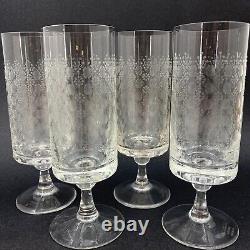 Vintage Bjorn Wiinblad ROSENTHAL 4 ROMANCE pattern Crystal cut WINE glasses