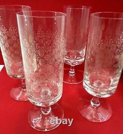 Vintage Bjorn Wiinblad ROSENTHAL 4 ROMANCE pattern Crystal cut WINE glasses