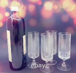 Vintage Bjorn Wiinblad ROSENTHAL 4 ROMANCE pattern Crystal cut WINE glasses