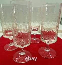 Vintage Bjorn Wiinblad ROSENTHAL 4 ROMANCE pattern Crystal cut WINE glasses
