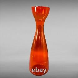 Vintage Blenko 1960 Tangerine Decanter Art Glass Tall Amberlina Wine 18T