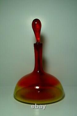 Vintage Blenko Amberina Glass Decanter with Stopper