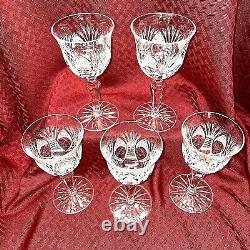 Vintage Bohemia Crystal Handcut Wine Glasses Set Of 5