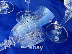 Vintage Bohemia Queen Lace Hand Cut Lead Crystal Wine Goblat 10 Oz (290ml) 6 Pc