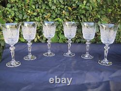 Vintage Bohemia Queen Lace Hand Cut Lead Crystal Wine Goblat 12 Oz 6 Pc, 360 ML