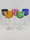 Vintage Bohemian 5 Jeweled Cut to Clear Wine Hock Stem Glasses. 5.25 In X 2 In