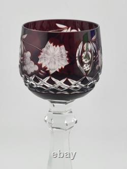Vintage Bohemian 5 Jeweled Cut to Clear Wine Hock Stem Glasses. 5.25 In X 2 In