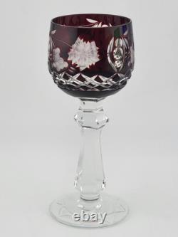 Vintage Bohemian 5 Jeweled Cut to Clear Wine Hock Stem Glasses. 5.25 In X 2 In