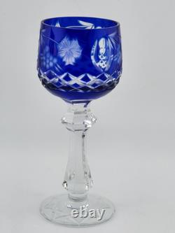 Vintage Bohemian 5 Jeweled Cut to Clear Wine Hock Stem Glasses. 5.25 In X 2 In