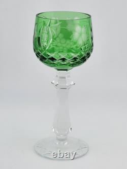 Vintage Bohemian 5 Jeweled Cut to Clear Wine Hock Stem Glasses. 5.25 In X 2 In