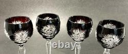Vintage Bohemian Colored Cut to Clear Crystal Wine Goblets with Stems Mini 4.75